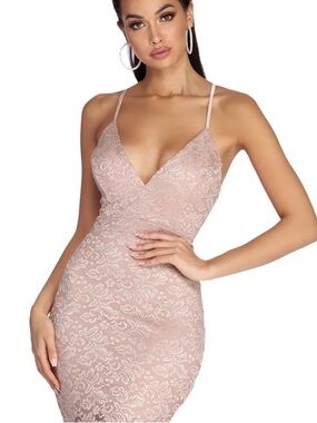Windsor Blush Pink Lace Bodycon Dress